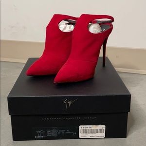 Giuseppe Yvette red ankle strap heel